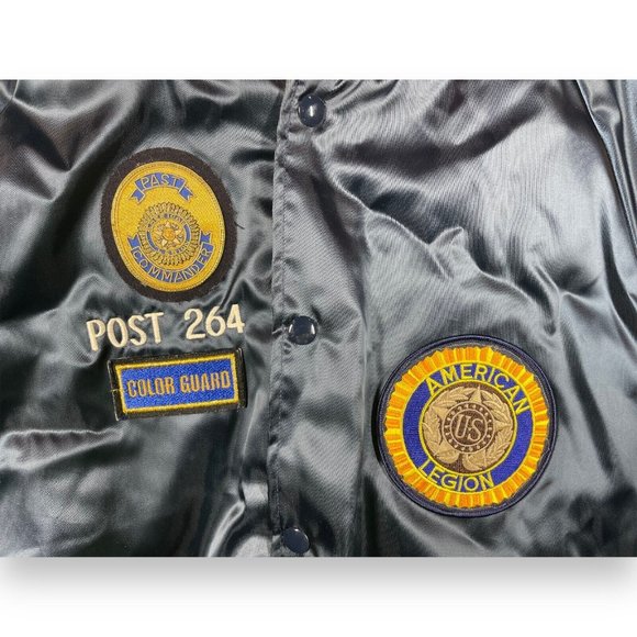 Vintage American Legion Jacket Mens Size Xl Navy Blue Satin Post 264 Color Guard - Picture 12 of 12